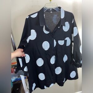 100% cotton collard polka dot blouse